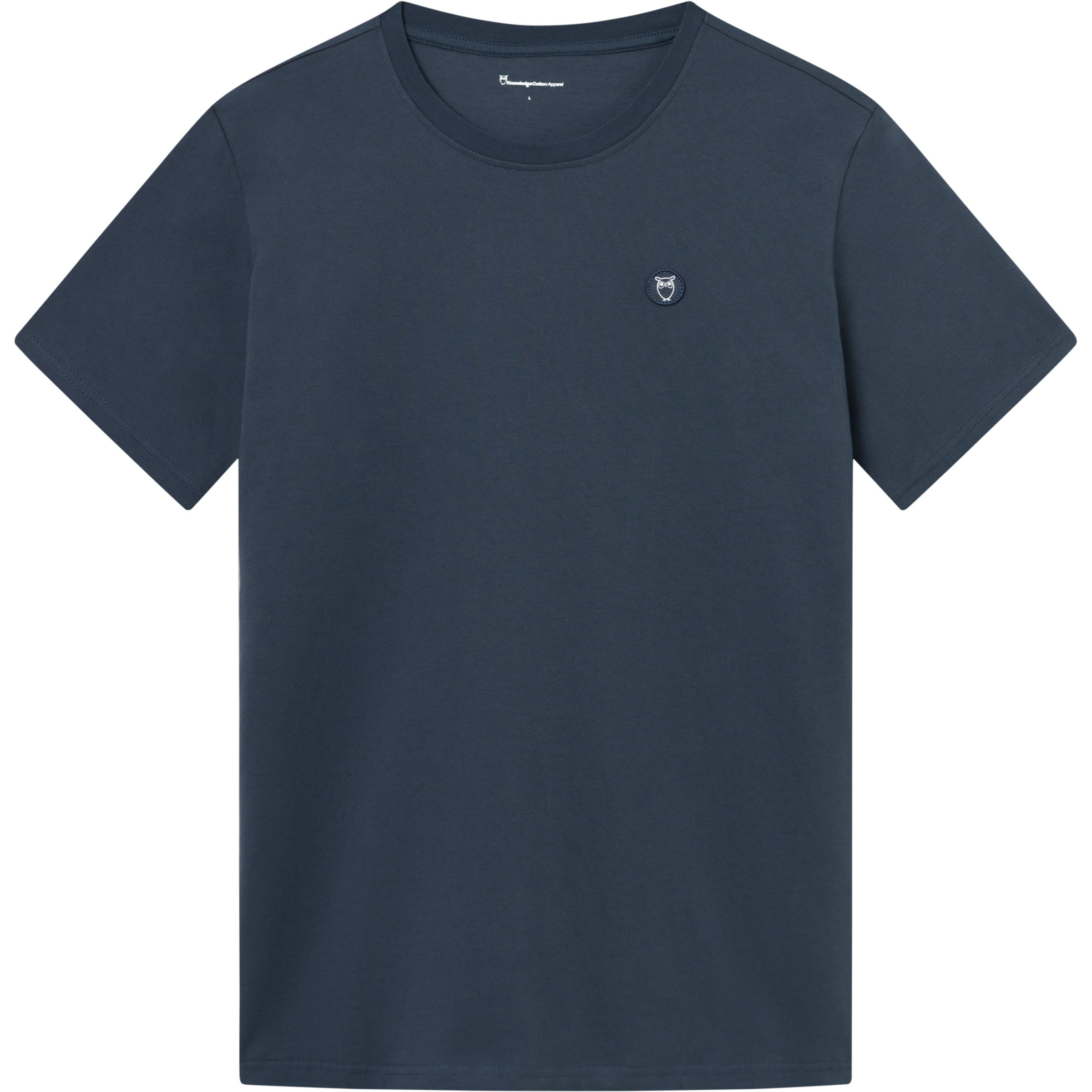 KnowledgeCotton Apparel Loke Badge Herren T-Shirts blau Größe L Lifestyle Hautfreundlich