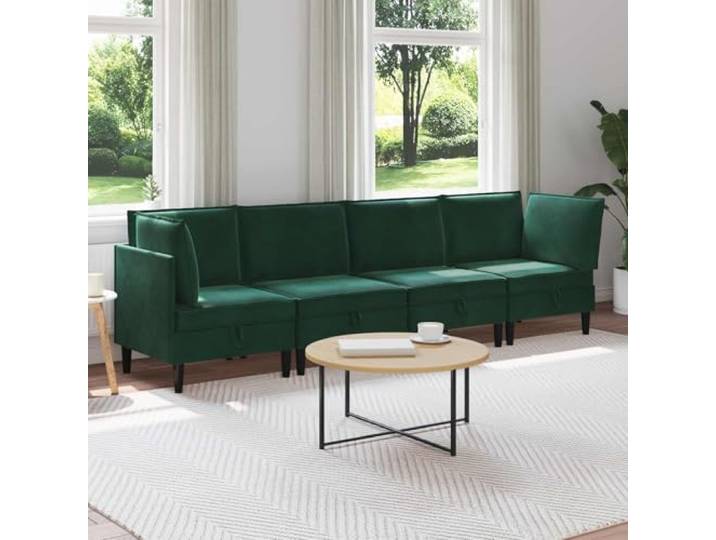 WXGTBKPR Wohnzimmergarnitur 4 Stk. Samt Sitzgruppe Dunkelgrün 280x70x82 cm Modulares Design, Hoher Komfort durch Schaumstofffüllung