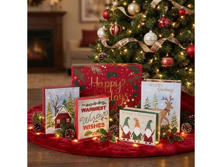 5er-Set Geschenkschachteln für Weihnachten, 12,5x10x5/14x11,5x6/24x16,5x7 cm