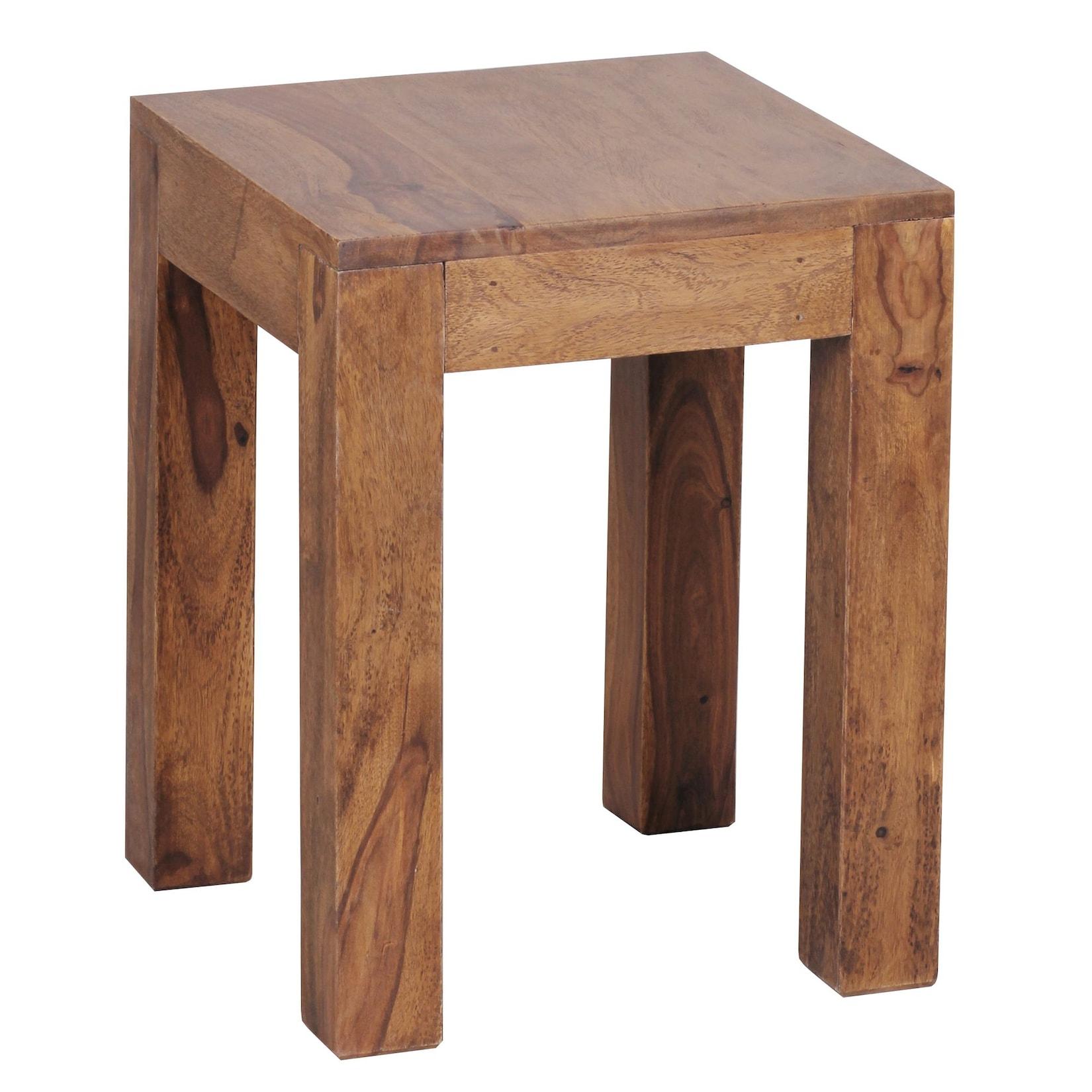KADIMA DESIGN Massivholz-Tisch NAKO: Handgefertigt, 45x40x45 cm, Sheeshamholz, 50kg Belastbarkeit