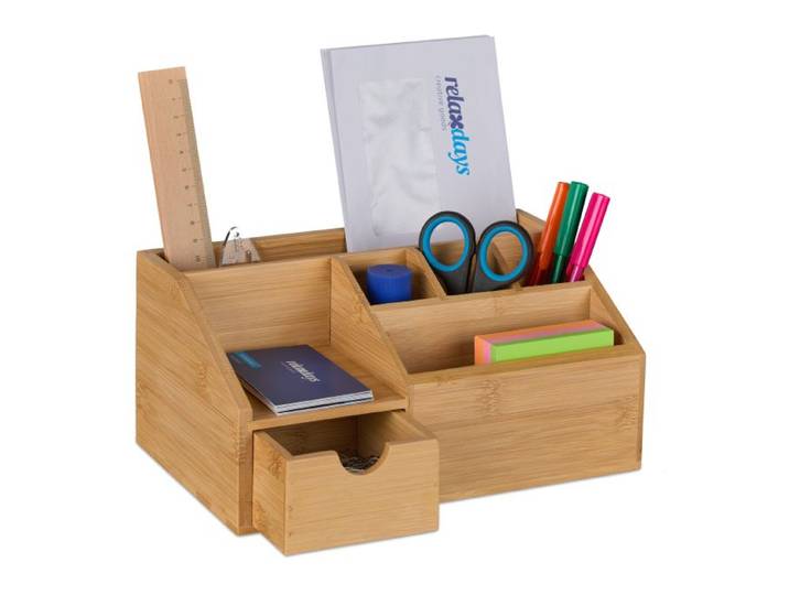 Relaxdays Schreibtisch Organizer mit Schublade