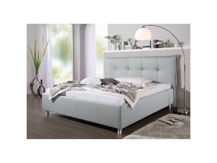 Lit capitonnée Glenfield 180 x 200cm Tissu structuré Gris/Granit