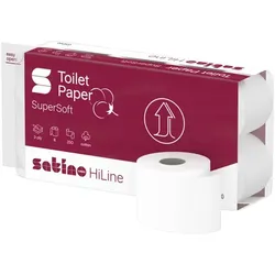 Wepa Satino Prestige Kleinrollen 3-lag. Kleinpaktet 8 Rollen 8 Rollen/Kleinpaket x 250 Blatt, hochweiß, Prägung Cotton