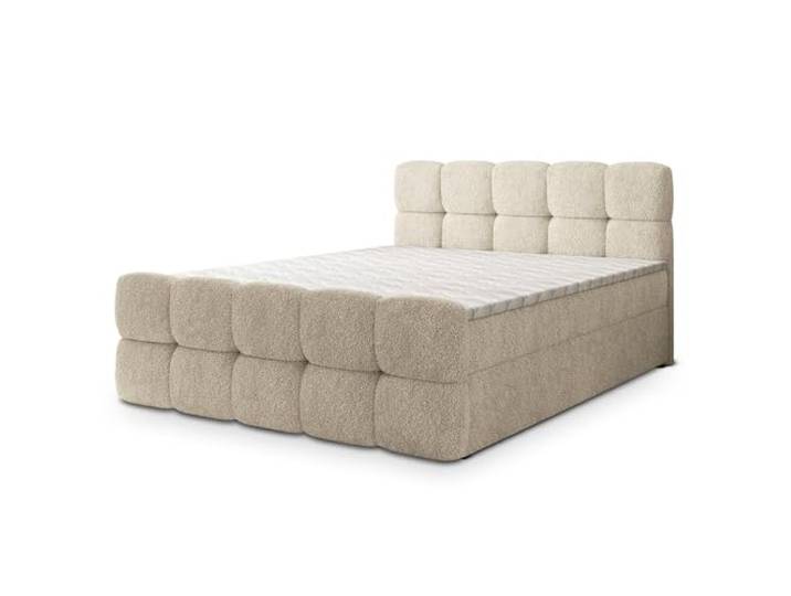 Masseno Boxspringbett Brume Q 180x200 cm Komplett-Set mit Matratze und Topper, Polsterbett mit Zwei Bettkästen -Creme, Quelle 02