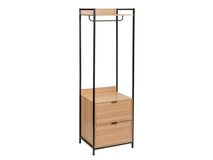 Modularer Schrank mit Stange und 2 Schubladen aus PB und Metall in Natur und Schwarz