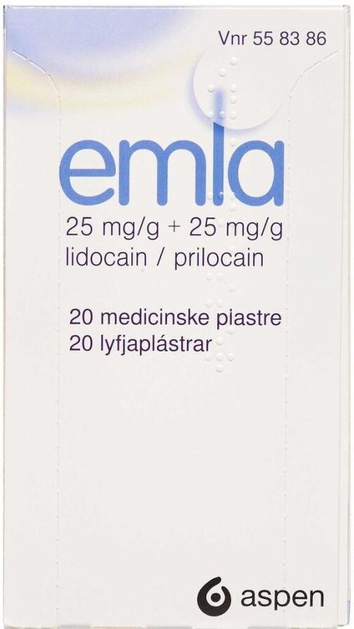 Emla 25+25 mg 20 stk Medicinsk plaster