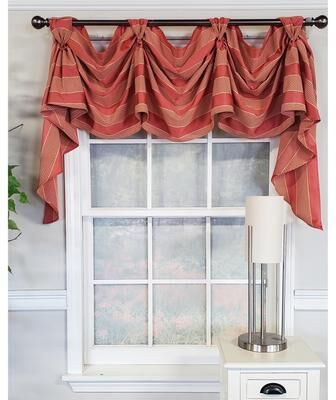 RLF Home Design Ribbon Stripe Victory Swag 3-Scoop Window Valance