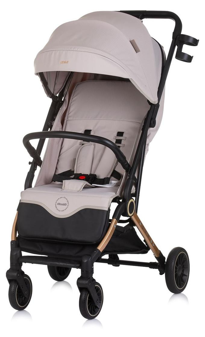 Chipolino Buggy Pixie kinderwagen met bekerhouder en opbergmand, lichtbruin