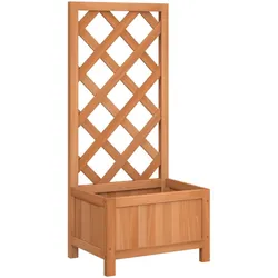 Helloshop26 - Hochbeet für Pflanzen und Blumen Terrasse/Garten mit Rankgitter massives braunes Tannenholz 02_0038330