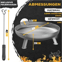 Kesser, Feuerschale, Feuerschale mit Feuerhaken