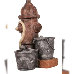 DELUKE Brunnen MATHIS Stein-Optik Kunststoff Braungrau 63x37x36cm Gartendeko Teichdeko