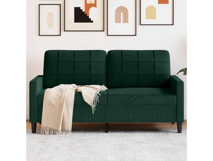 HEFZGDB Dunkelgrün Samt 2-Sitzer Sofa 140 cm Breite Metallgestell Wohnzimmer Sitzgruppe mit Polsterung für Komfort und Langlebigkeit Modernes Design