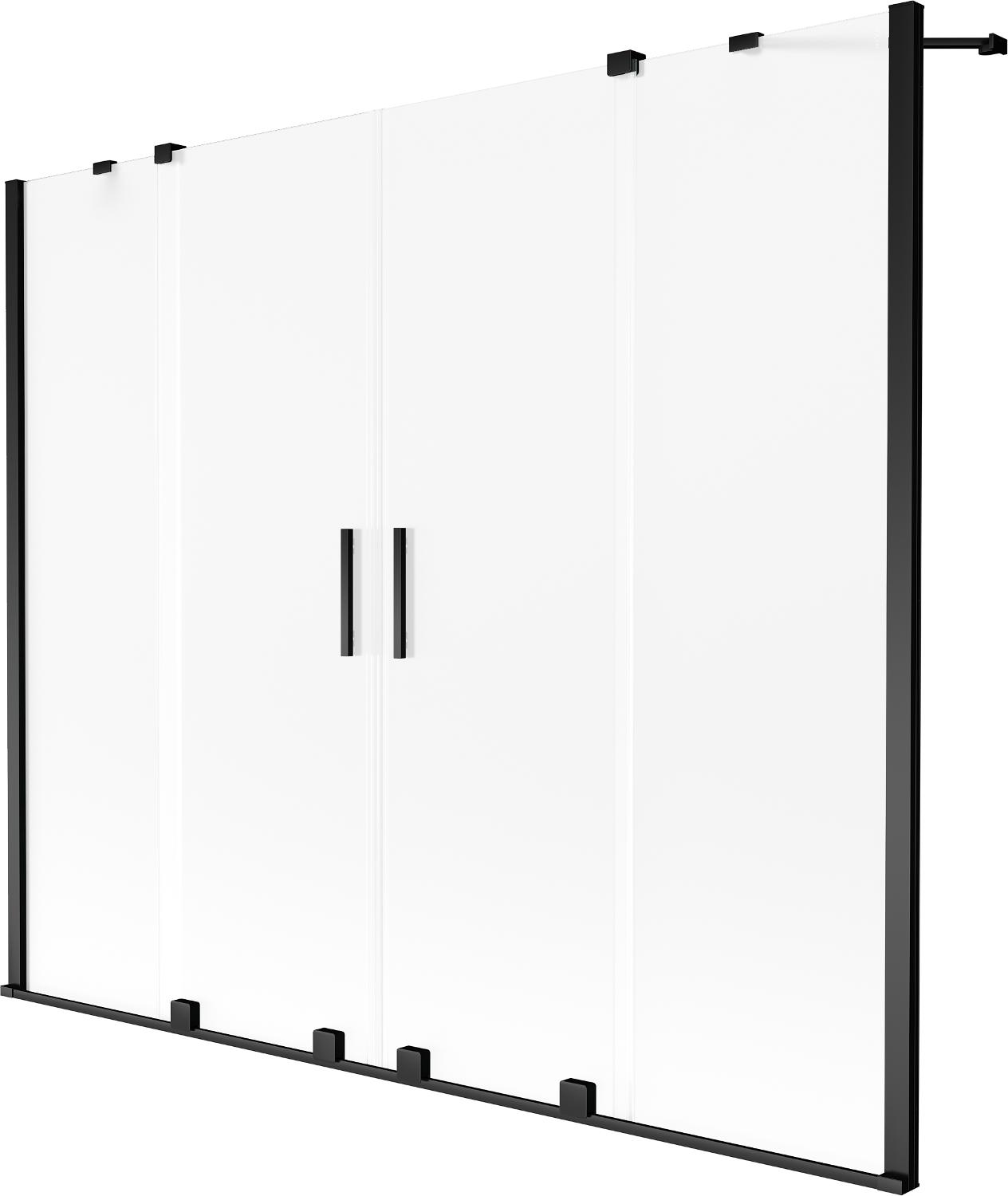 Mexen Velar Duo Duschabtrennung für die Badewanne, 2-flügelig, verschiebbar, 200 x 150 cm, mattiert, schwarz - 896-200-000-32-70