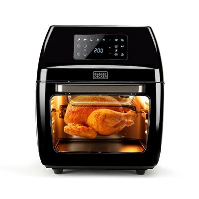 Black+Decker Heissluftfritteuse BXAFO1200E, 1700W, Kapazität von 12 l, 8 Programme, Timer bis 6 Stunden, Umfangreiches Zubehör, Antihaftbeschichtung