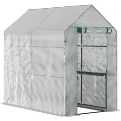 Outsunny Foliengewächshaus mit 4 Regalebenen Frühbeet mit Tür Grün 120 x 186 x 190 cm
