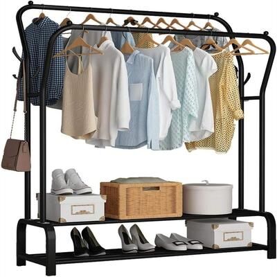 No "Garment Rack Freestanding Hanger Double Rods - 50.2""D x 13""W x 43.3""H"