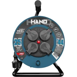 Kabeltrommel HAND PRO 25m 4x Steckdosen 230V IP44 H05RN-F 3x1,5 mm2 W-96305