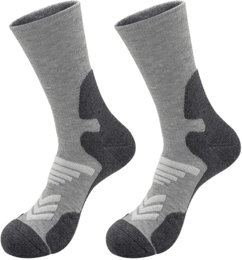 INF Wadenhohe Wandersocken 2er-Pack – Wolle, Frottee-Sohle, Schnelltrocknend, Rutschfest und Antibakteriell Grau