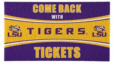 Evergreen "Louisiana State University 28 in. x 16 in. PVC ""Come Back With Tickets"" Trapper Door Mat"