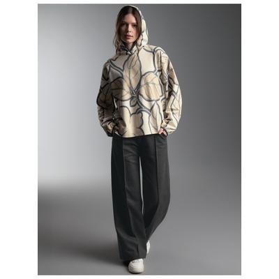 Freizeitanzug TRIGEMA "TRIGEMA Outfit mit floralem Muster", Damen, Gr. M, beige (natur), Sweatware, 70% Baumwolle, 30% Polyester, Sportanzüge Freizeitanzug