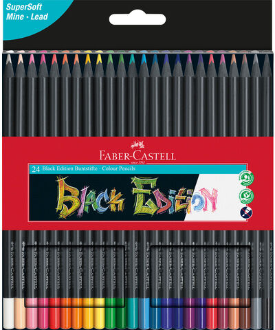 Buntstifte-Set Black Edition, 24 Stifte