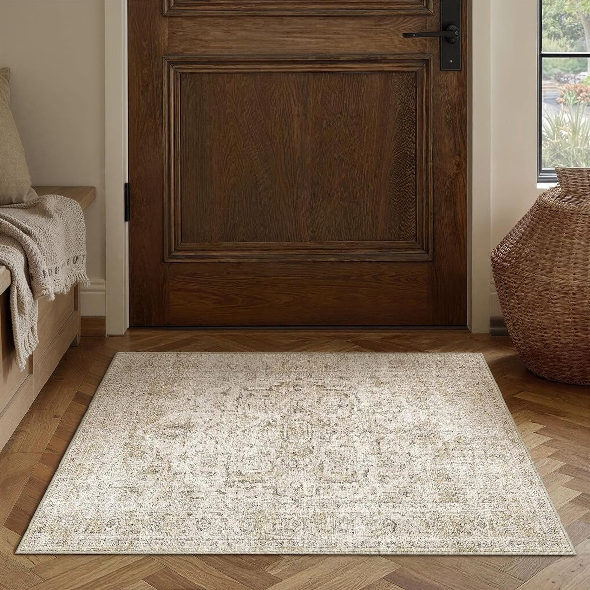 Vintage Deurmat Machinewasbaar Beige met Antislip, 60 x 90 cm