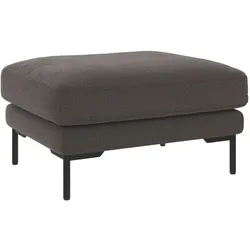 Hocker Corwin Stoff dunkelgrau, klassischer Stil, gepolstert, schwarzes Metallgestell