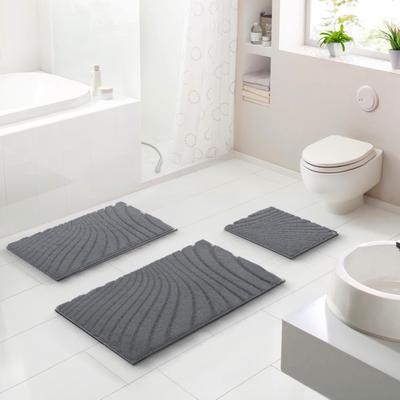 Badematte GRUND "Caffi", grau (anthrazit), H:20mm, Polyester, Badematten, Badematte, Zeitlos schönes Wellenmuster, mit Hoch-Tief, 5 Jahre Garantie