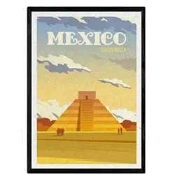 POSTER Mexiko Stadtfarben A4 Schwarzer Rahmen
