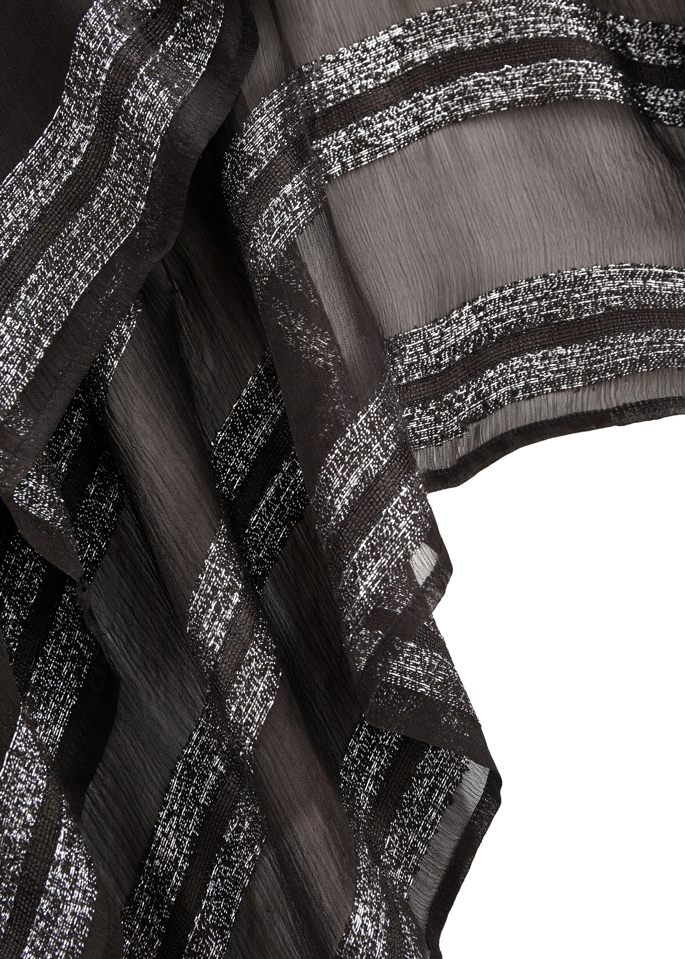 Pareo LASCANA "Modetuch, Strandtuch, Überwurf", Damen, silber (schwarz, silberfarben), Stoff, Viskosemischung, Glitzerstreifen, unifarben mit Farbeinsatz, Modetücher Pareo, mit modischen Glitzerdetails schwarz, silberfarben Einheitsgröße