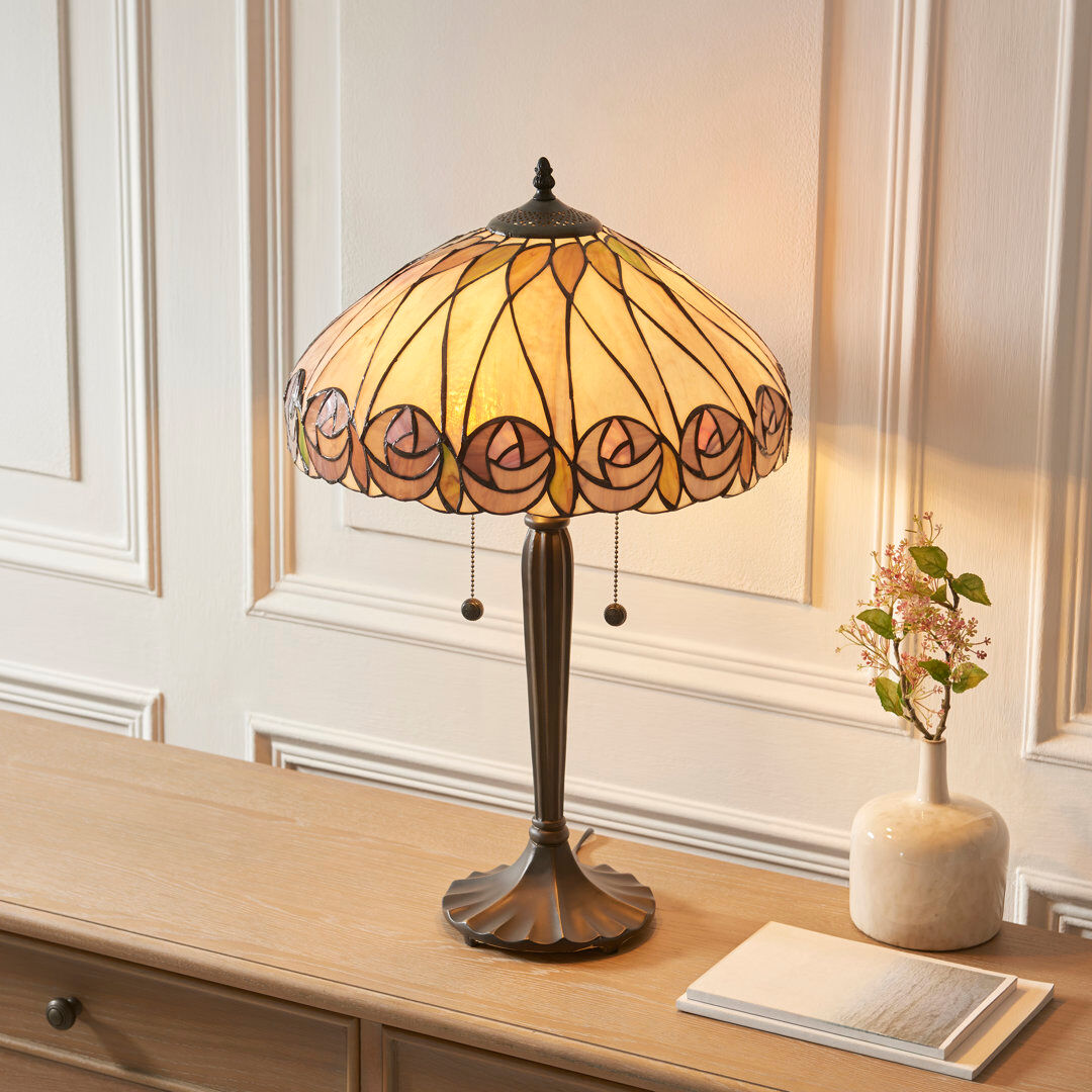 Astoria Grand Narendra Tiffany Large 2-Light table lamp Black 63cm H X 40cm W X 40cm D
