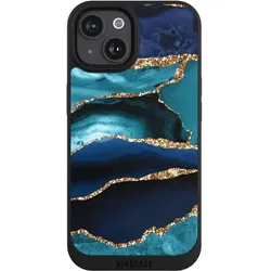 Nivocase Handyhülle für Apple iPhone 15 Hülle NIVOpure Case Schwarz Glitzer Look Marmor Trends (Apple iPhone 15), Smartphone Hülle, Schwarz