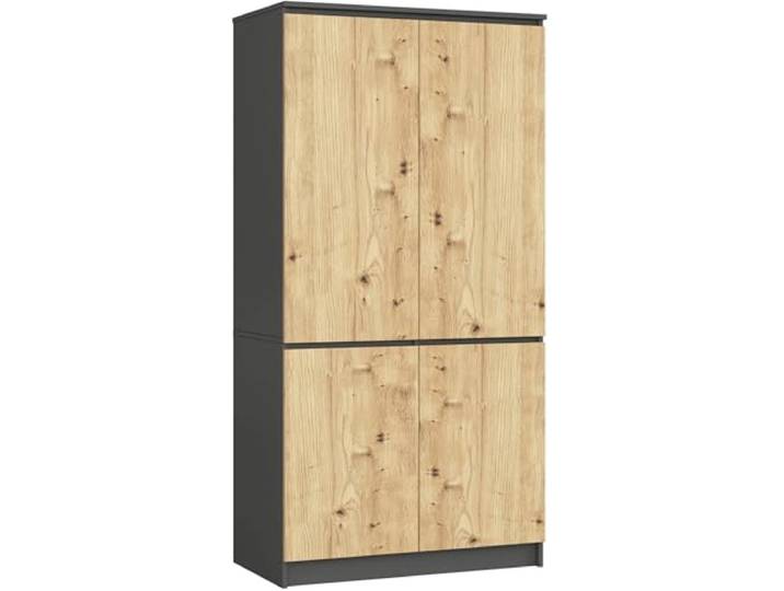 AKORD Schrankaufsatz S90 90 cm Kleiderschrank mit 4 Türen Garderobenerweiterung Erweiterung für einen Kleiderschrank B90 x H180 x T51 cm Gewicht 66,6 kg Graphitgrau/Artisan Eiche