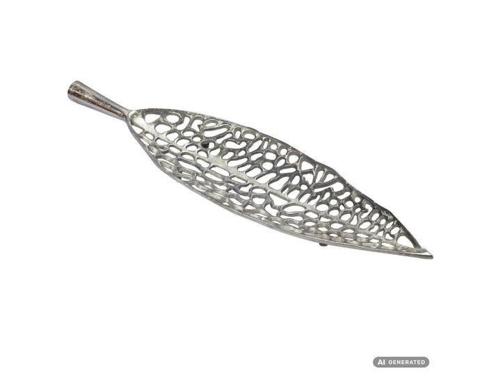 Livetastic Dekoschale, Silberfarben, Metall, Blatt, 63x5x15 cm, handgemacht, mit Beinen, Dekoration, Dekoschalen