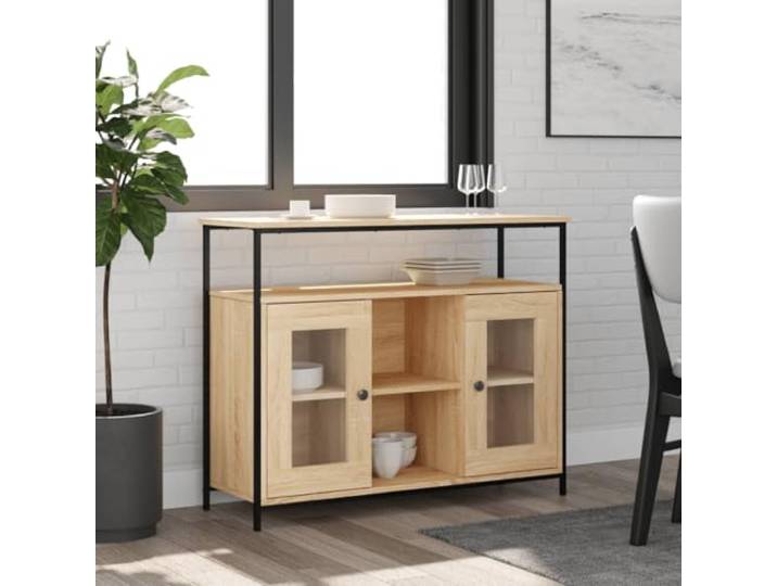 HEFZGDB Klassisches Sideboard mit viel Stauraum aus Holzwerkstoff für Zuhause, Beistellschrank mit zeitlosem Design und Oberplatte zur Dekoration in Sonoma-Eiche 100x35x80 cm