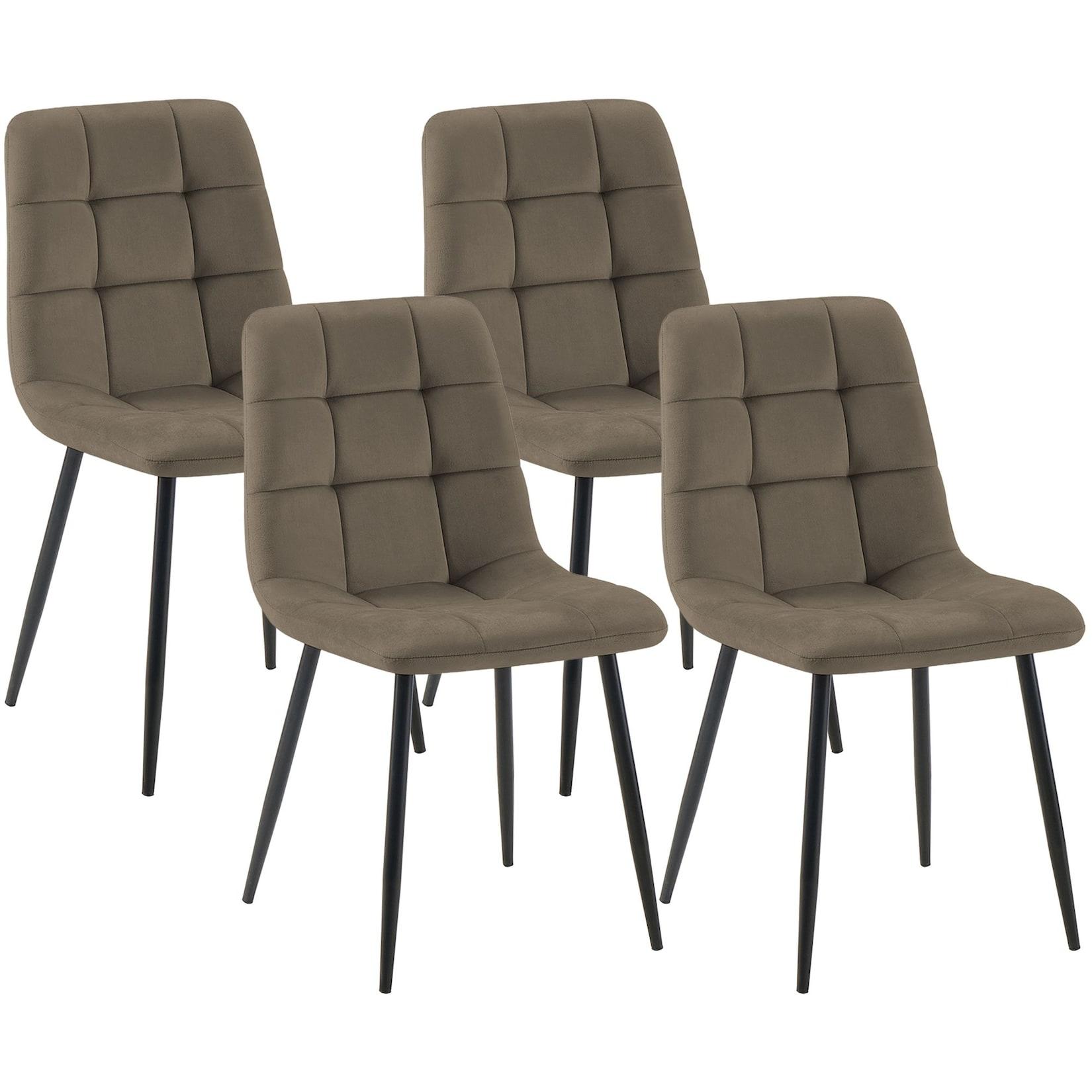 CLP 4er Set Esszimmerstuhl Tilde Samt Farbe: taupe, Material: Samt