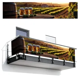BALKON-SICHTSCHUTZ Bier - Hopfen - Landschaft Deko XXL 500x110 cm