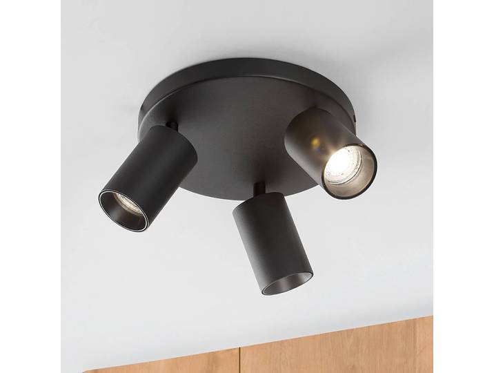 Plafonnier Tod type A Ø 22cm Noir/Noir Câble ABS, douille ABS, baldaquin aluminium, boîtier luminaire aluminium Ampoule électrique/LED/Smart