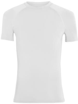 Augusta Sportswear 2601 Athletic Youth Hyperform Compression Short Sleeve Top in White size Medium   Polyester Blend