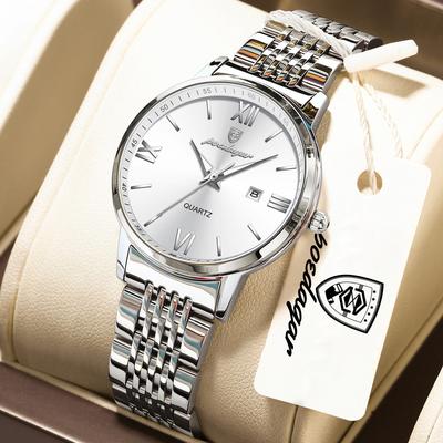Quick Pick Pro POEDAGAR Elegant Waterproof Women Quartz Watch With Luminous Date Display silver White