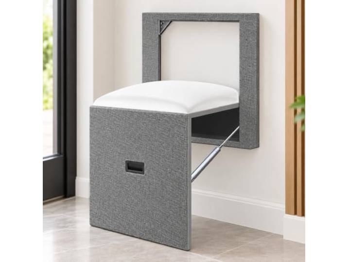 YIYIRAN Wandmontierter Klappstuhl, Moderner Weißer Leder-wandklapphocker Mit Lederpolsterung, Tragkraft 150 Kg, Ultradünnes Design, Für Eingangsbereich, Flur Und Schlafzimmer D