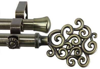 InStyleDesign Cloud Antique Brass Adjustable Double Curtain Rod Set - Antique Brass