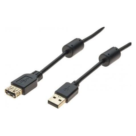 Générique USB 2.0 A/A extension sord + ferrites + gold Black- 2 m (2 m, USB 2.0) (532543)