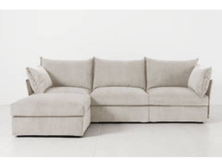 Dreisitzer-Sofa Model 06 mit Chaiselongue links, Kreideweiß
