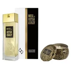 Alyssa Ashley, Beauty Geschenkset, Moschus Eau De Parfum 100 Ml Geschenkset mit 110 G Duftkerze (Parfum Set)