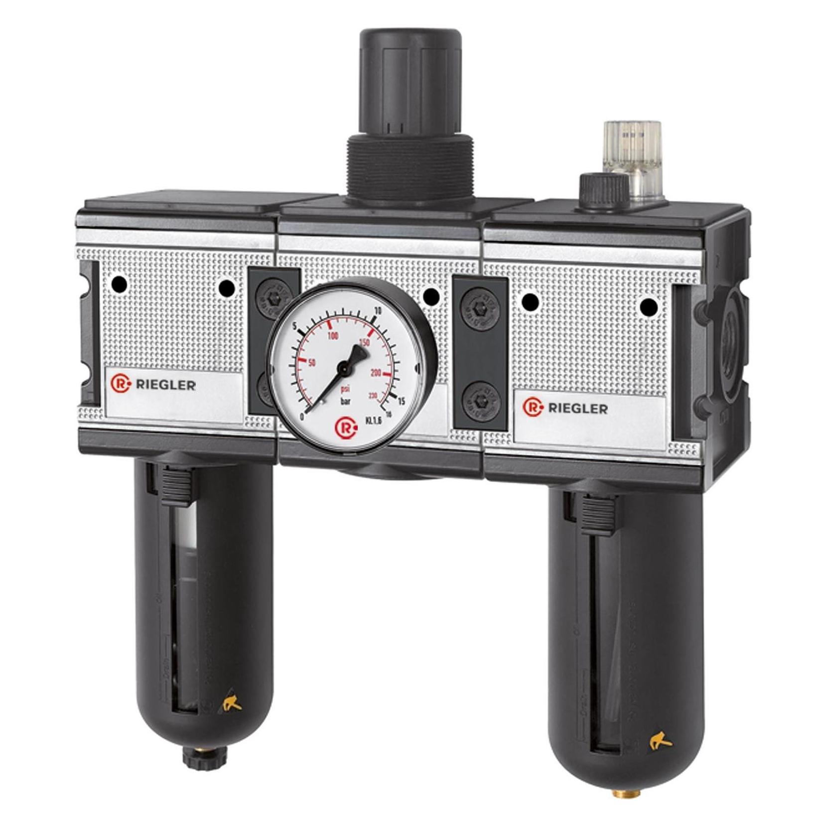 Riegler Wartungseinheit 3 teilig multifix mit PC Behälter und Schutzkorb BG4... (FRL 44 S-10)