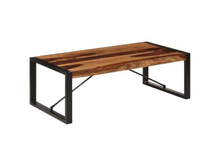 LASWWQMRF Couchtisch Massivholz Akazie 120x60x40 cm Wohnzimmertisch Holz Industrie-Design Beistelltisch aus echtem Akazienholz mit robusten Stahlbeinen für Wohnzimmer und Loft.