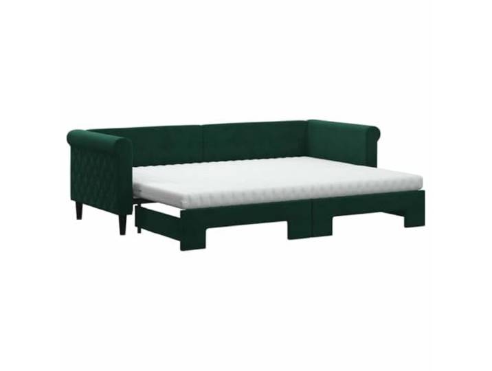 Makastle Tagesbett Ausziehbar Dunkelgrün Samt 80x200 cm 2 Schaumstoffmatratzen