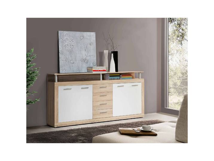 Sideboard Parzival 198 x 94 x 36cm Braun/Weiß