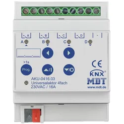 MDT Technologies Universalaktor AKU 4-fach 4TE Reiheneinbaugerät, 16A, 230VAC, 100μF, AKU-0416.03